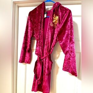 Harry Potter Red Velvet Robe with Gold Lion Crest Gryffindor Pjammy